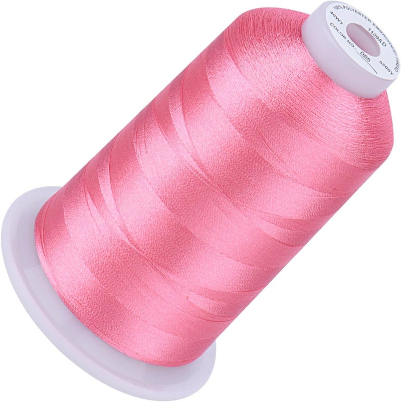 simthread 5500Yds Embroidery Thread, 5000M High-Yardage 40WT 100% Polyester Thread – 170+ Vivid Colors, High-Speed Rated – Compatible with Brother, Singer, Janome & More - Pink 085 - Image 1